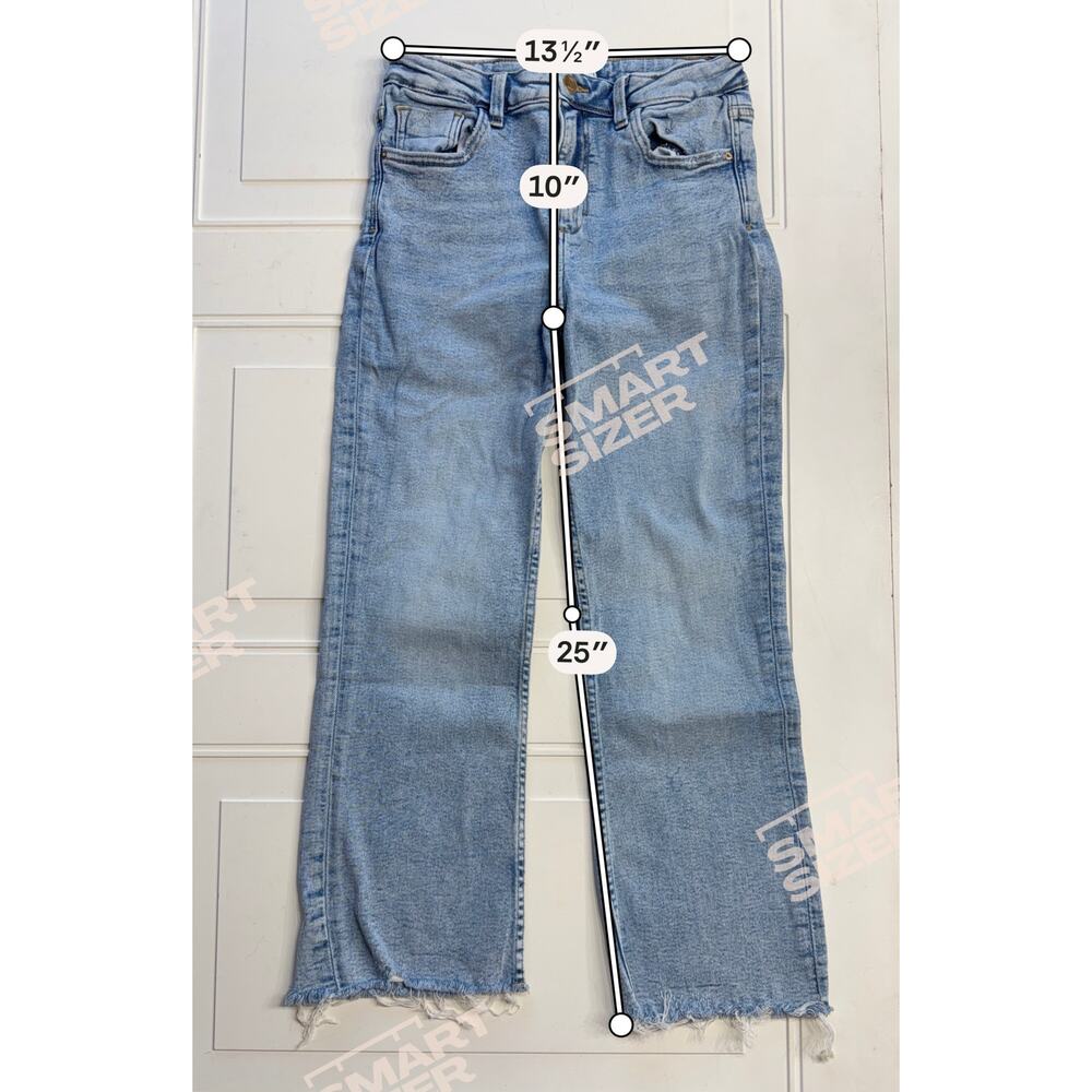 Zara Womens Sz 6 Blue Boyfriend Straight Leg Raw Hem Denim Jeans - Picture 4 of 5